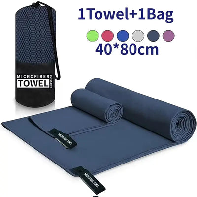 Jlynx microfiber workout towel set navy with carry bag quick dry compact gym towel 40 by 80 cm