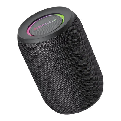 Jlynx black cylindrical mesh Bluetooth speaker with RGB top lights powerful Bluetooth speaker for home workouts